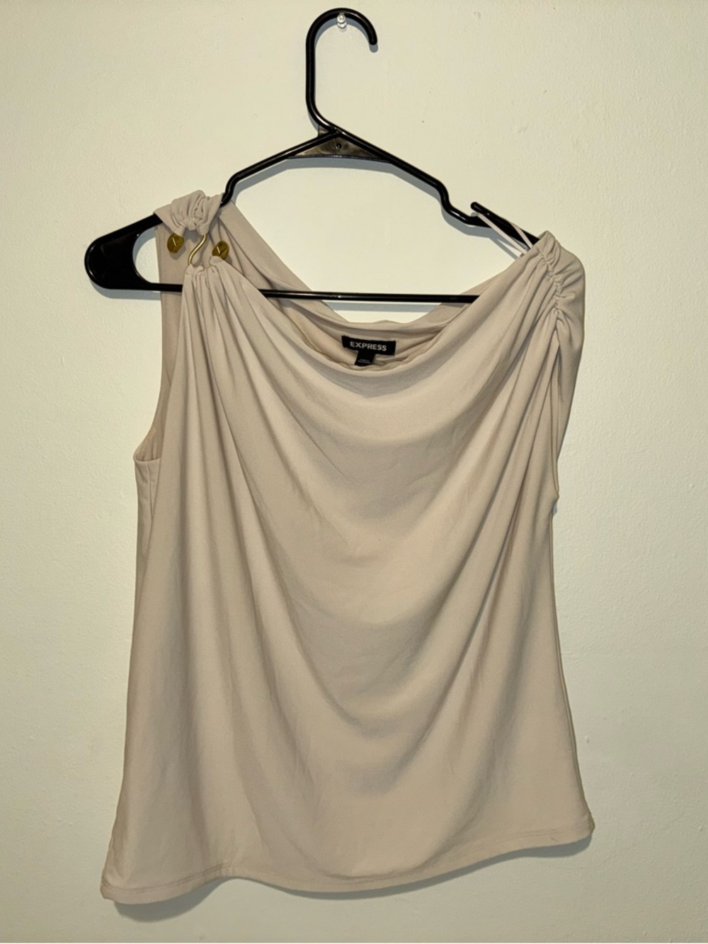 Express Cream One-Shoulder Draped Camisole